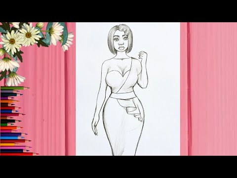 How to draw African girl , how to draw African woman , black women drawing
