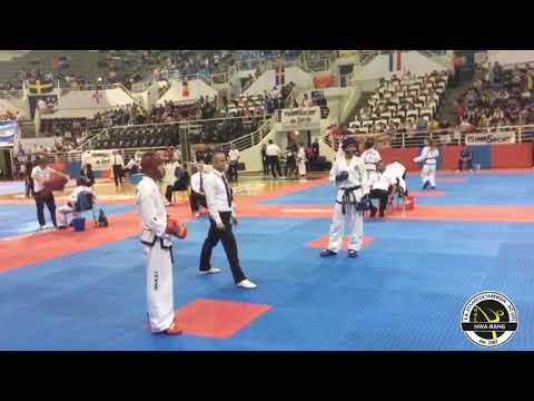 European Taekwon-do Championships. Thessaloniki-Greece 2016.CYPRUS (blue) vs UKRAINE (red)  FIGHT