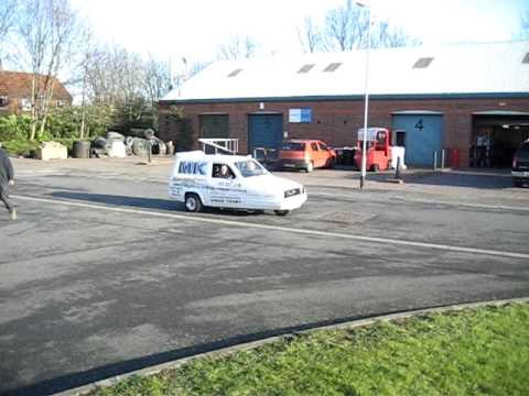 Reliant Robin roll over crash R1 super bike engine