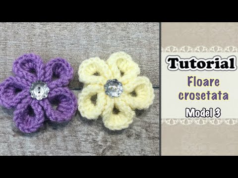 TUTORIAL- Floare crosetata 3 / Start Giveaway luna Februarie #irenesimon #crochet