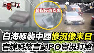 【#原音重現】白海豚襲中國風雨大到像末日！中國官媒喊「謠言」卻被中國網友實拍浙江.上海慘況打臉…巨型招牌瞬間被吹倒、地下室狂灌水！｜三立新聞網 SETN.com