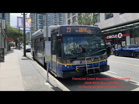 TransLink CMBC 2018 Nova Bus LFS HEV V18354 on 23 Pacific to Main Street Station