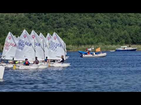 Start zur 5. Wettfahrt der Opti-B bei der LJM 2023 auf dem Wolziger See