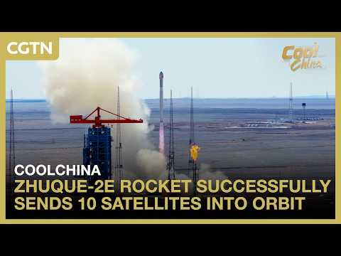 China's Zhuque-2E rocket sends 10 satellites into orbit #coolchina