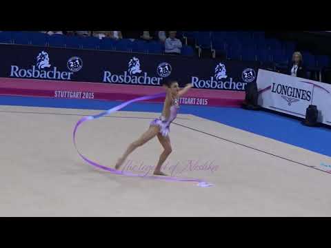 Danielle PRINCE (AUS) ribbon - 2015 Stuttgart worlds Qualifs