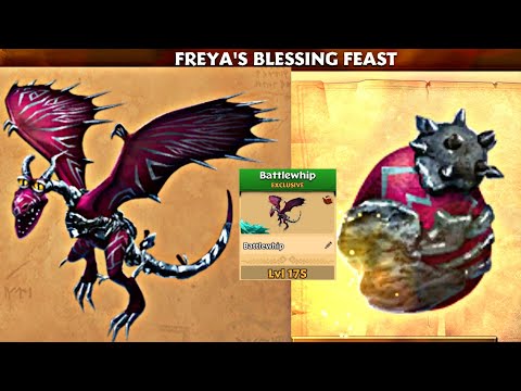 FREYA'S BLESSING FEAST DRAGON "BATTLEWHIP" Max Level 175 Titan Mode - Dragons: Rise of Berk