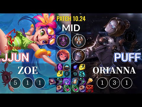 GRF jjun Zoe vs IG Puff Orianna Mid - KR Patch 10.24