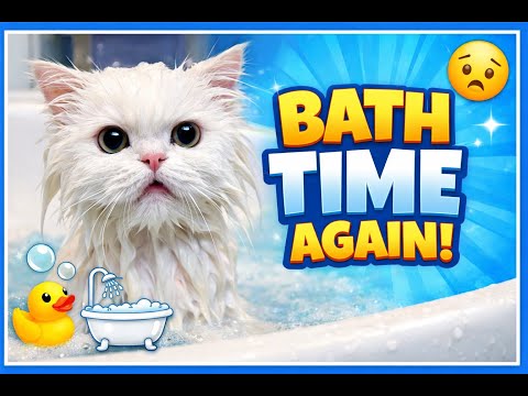 Tiny Kitty’s Bath Time! 🛁😻 Too Cute!