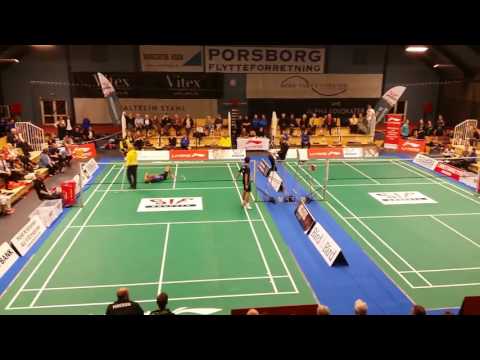 Insane match ending at Danish Badminton League - Lind Thomsen cramping vs. Kim Bruun