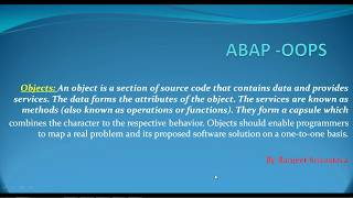 ABAP-OOPS Quickview Part-1, Objects & Classes
