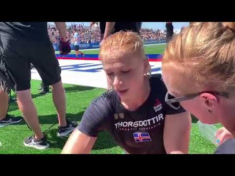 Annie Thorisdottir after Event 3, Ruck, at the 2019 CrossFit Games