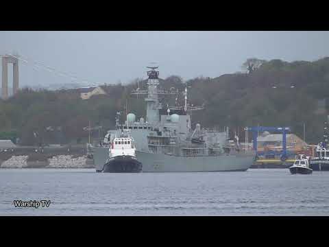 HMS ARGYLL F231 IS TURNED IN THE RIVER TAMAR AT DEVONPORT NAVAL BASE - 25th October 2021