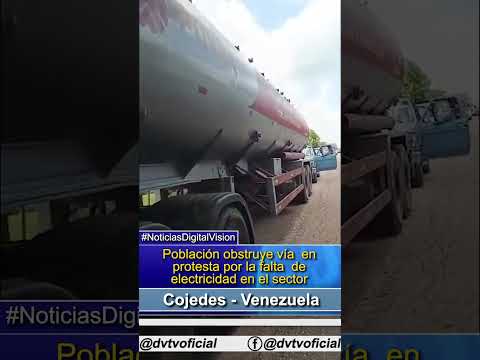 Población obstruye vía  en protesta por la falta  de electricidad en el sector  #cojedes