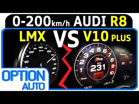 ★ 0-200 km/h • (2015) Audi R8 V10 Plus vs Audi R8 LMX (Option Auto)
