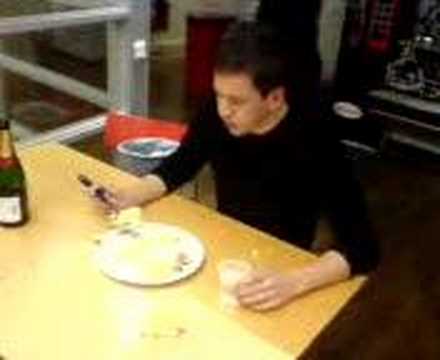 Eats an entire 12-piece cake at work