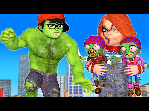 Scary Stranger 3D - NickHulk vs Couple Zombie and Giant Chucky - Couple Prank COMPILATION