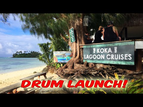 Koka Lagoon Cruise DRUM LAUNCH at Muri Beach, Rarotonga COOK ISLANDS!