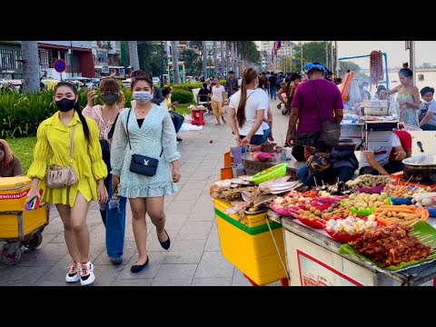 Exploring Phnom Penh Street Food, Walking Tour at Riverside - Cambodian Tourism 2022