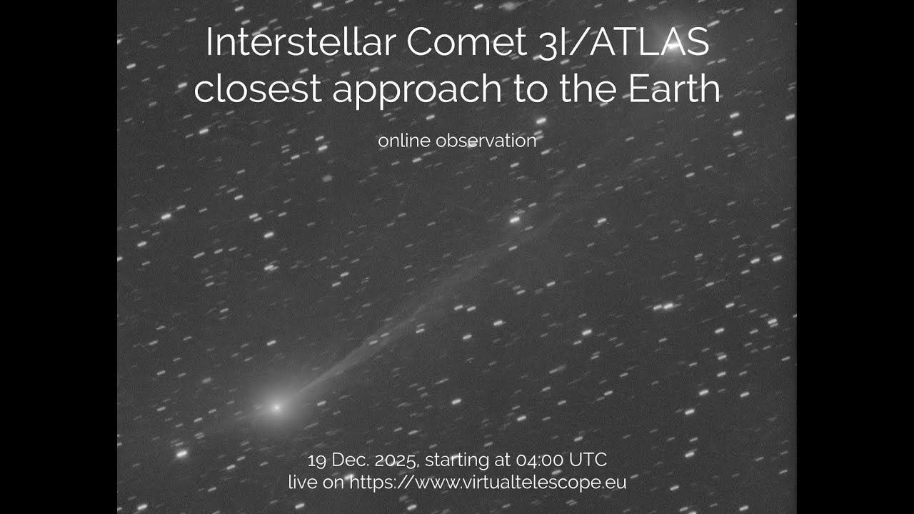 Interstellar comet 3I/ATLAS, closest approach to the Earth: online observation – 19 Dec. 2025.