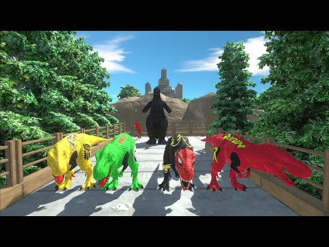 4X T - REX VS HEISEI GODZILLA DEATH RUN - Animal Revolt Battle Simulator