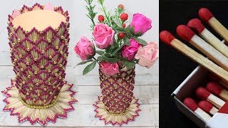 How to make flower vase with matchsticks  Matchsti