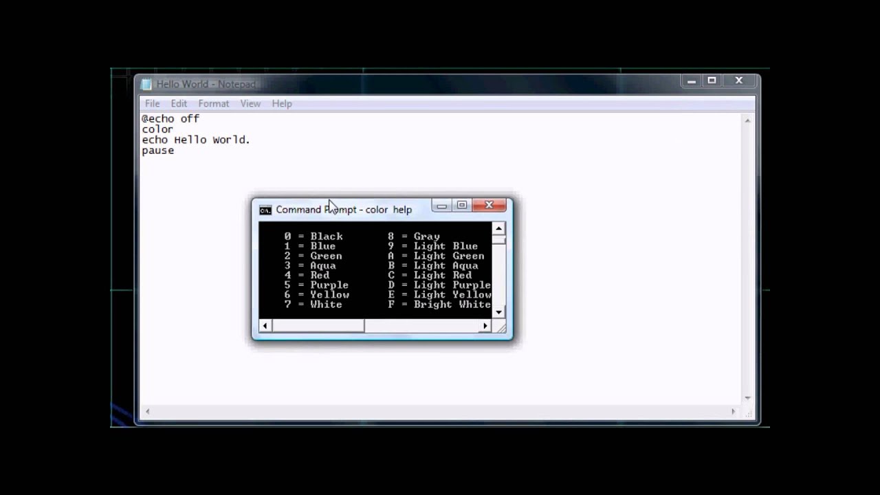 Batch Tutorial 2 - editing a program and the color command