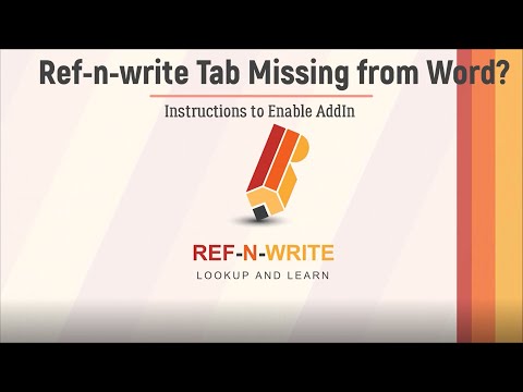 Enabling Missing Ref-n-Write AddIn in MS Word