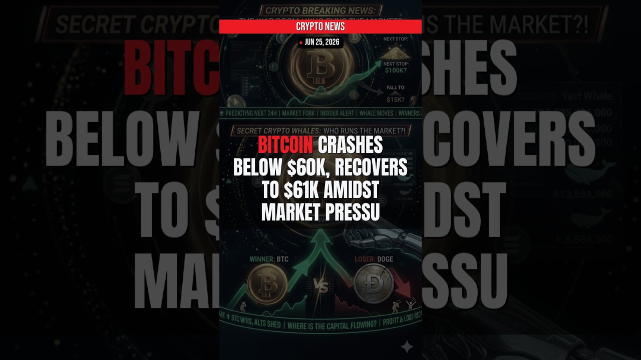 BREAKING: Bitcoin Crashes Below $60K, Recovers to $61K Amids — Crypto News Jun 25, 2026