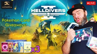 LIVE!  Playing Helldivers 2 & Pokemon Card Giveaways! #pokemon #giveaway #Helldivers2 #gaming