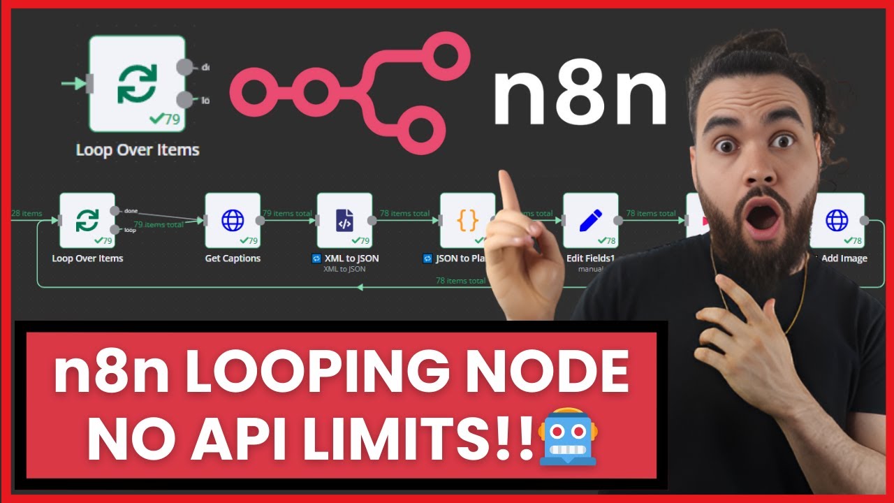 n8n Looping (Loop Over Items) 🔁 Split In Batches API Limit Workaround! FREE Make.com Alternative