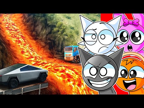 Cars vs Lava Road Challenge (BeamNG Drive)