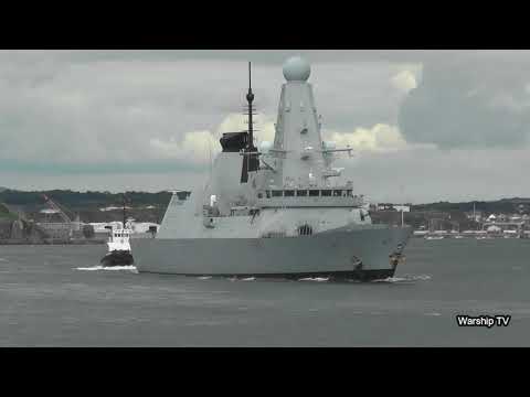 HMS DEFENDER D36 ENTERS DEVONPORT NAVAL BASE AT DEVILS POINT - 2nd July 2020