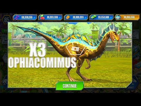 UNLOCK X3 OPHIACOMIMUS MAX LV40 | JURASSIC WORLD THE GAME