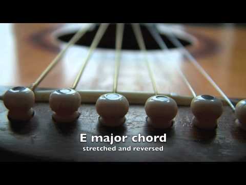 Guitar E major chord stretched and reversed