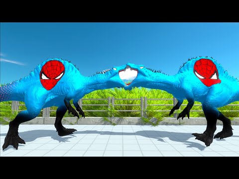 SPIDERMAN SPINOSAURUS vs IRON-MAN T-REX DEATH RUN - Animal Revolt Battle Simulator