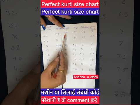 Perfect kurti size chart ||  #kurti #trending #size #sizechart #shobhakiclass #viral