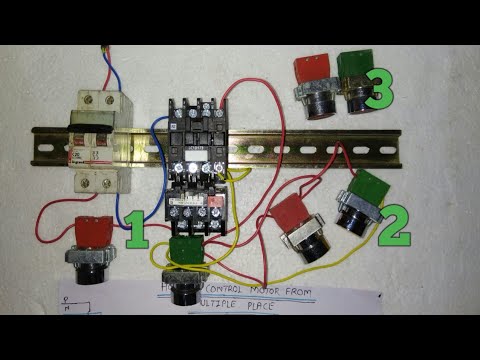 MOTOR CONTROL FROM DIFFERENT PLACES CONTROL WIRING CONNECTION (DOL STARTER) Video