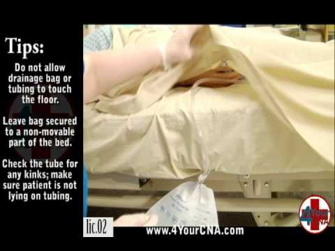 Instructional video for empty urinary drainage bag