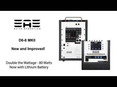Elite Acoustics EAE D6-8 MKII 80W Rechargeable Acoustic Amp, Six Chan Digital Mixer, LFP Battery and Bluetooth image 7