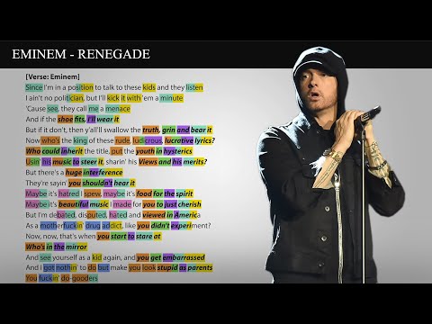 Eminem - Renegade [Rhyme Scheme] Highlighted