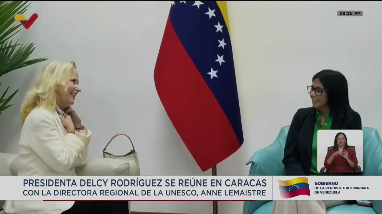 Delcy Rodríguez se reúne con la directora regional de la Unesco, Anne Lemaistre