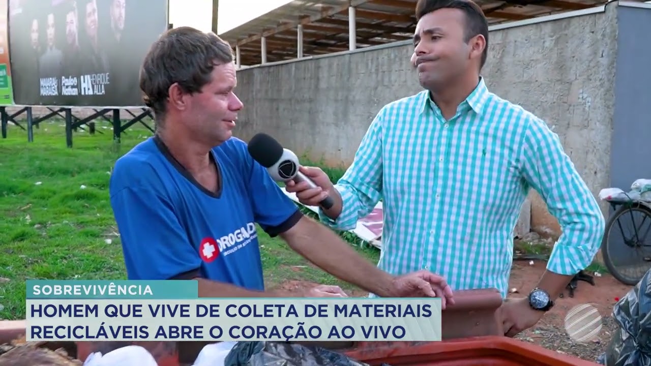 HOMEM QUE VIVE DE COLETA DE MATERIAIS RECICLÁVEIS ABRE O CORAÇÃO AO VIVO