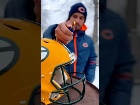 Chicago Bears Fan Burns a Packers helmet! #NFL #chicagobears #football #greenbay #packers #fans