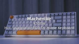 Machenike K500W 94Key, RED SWITCH, USB-A, EN/UKR, White color, RGB (K500W94-RED, K500W-94R) - відео 1