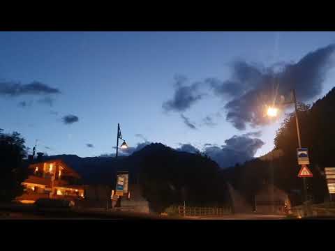 Amazing night drive through from Canazei to Campitello di Fassa, Trentino Dolomites, Italy 4K FHD