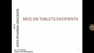 MCQ on Tablet Excipients