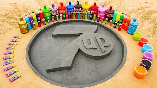 How to make 7up Logo with  Cement & Orbeez, Big Coca Cola, Fanta vs Mentos and Popular Sodas