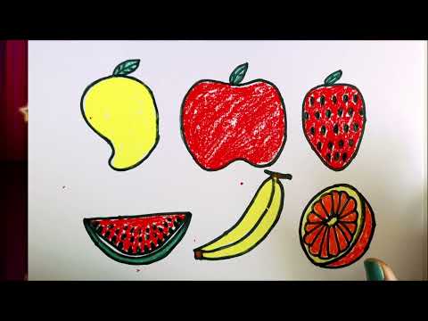 Learn to draw colorful fruits step by step | Educational | Toddler | #apple | 4yr old #draw #fruits