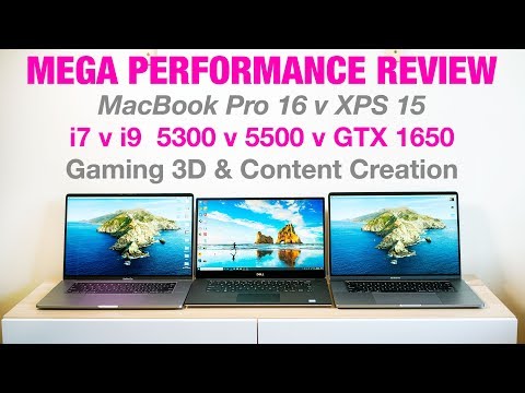 MacBook Pro 16 v XPS 15 - i7 v i9 - 5300M v 5500M v GTX 1650 Gaming 3D Content Creation Benchmarks