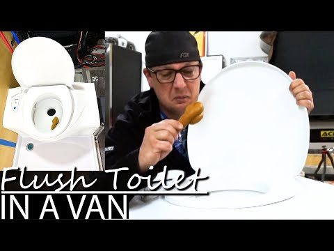 Install 12 Volt Flushable Marine Toilet | FOUR SEASON VAN LIFE | EP.39